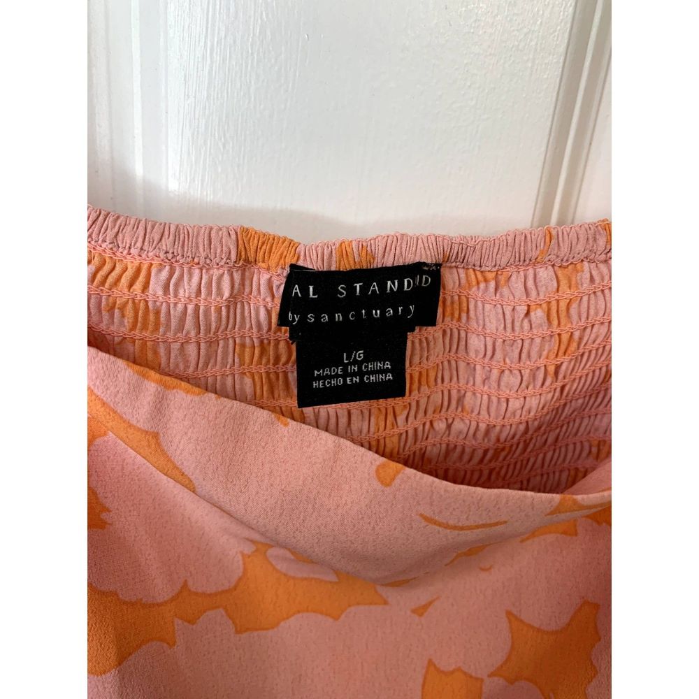 Social Standard/Sanctuary Floral Smocked Pink & Orange Dress Size Large NWT - Picture 5 of 5